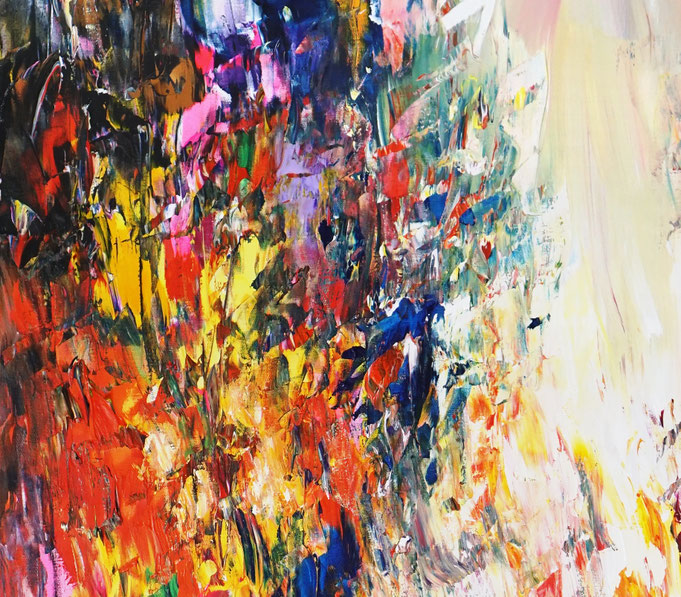 Detail des intensiven, abstrakten Gemäldes