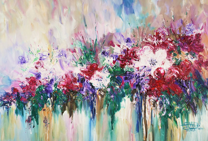 Blumengemälde, abstrahiert vom Künstler Peter Nottrott