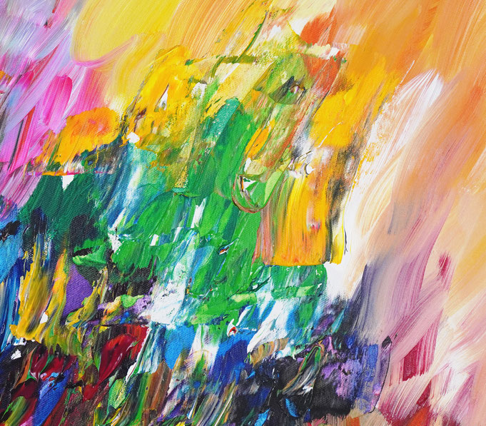 Detail des abstrakten, großen Gemäldes vom Kunstmaler Peter Nottrott