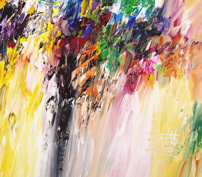 Detail des abstrakten, großen Gemäldes vom Kunstmaler Peter Nottrott