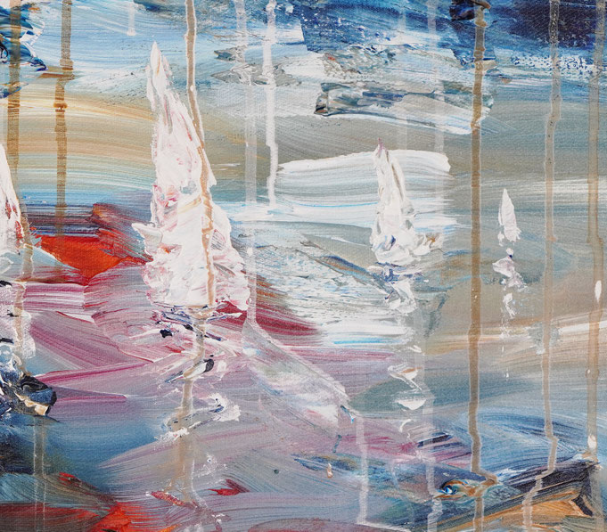 Detail des maritimen Segelbootgemäldes