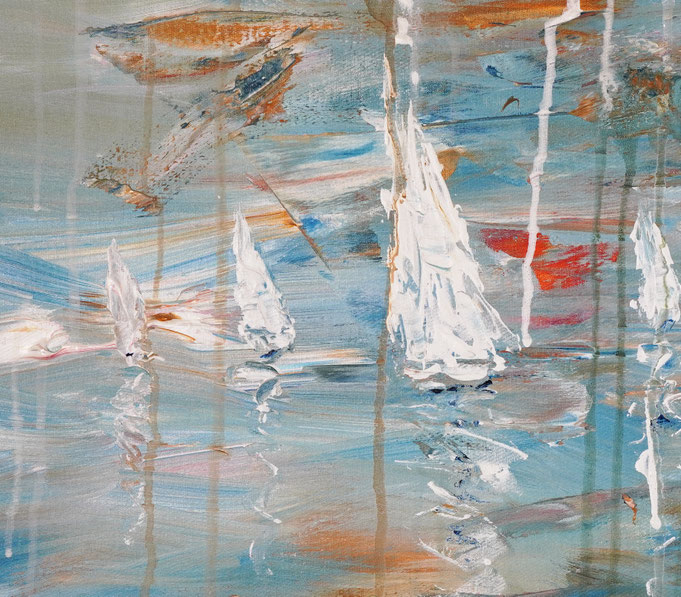 Detail des maritimen Segelbootgemäldes
