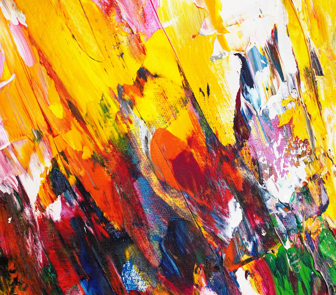 Detailfoto des abstrakten, vielfarbigen Gemäldes A Special Day L 6 im Hochformat von dem Kunstmaler Peter Nottrott