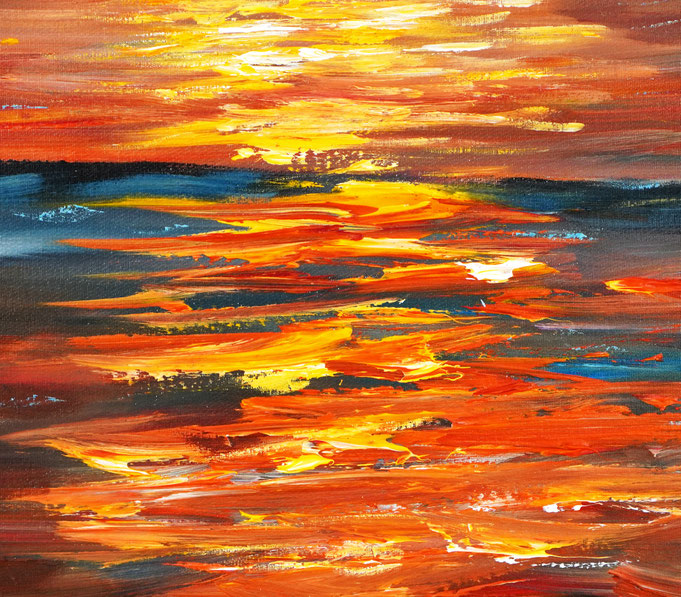 Detail des Sonnenuntergangsgemälde am Meer