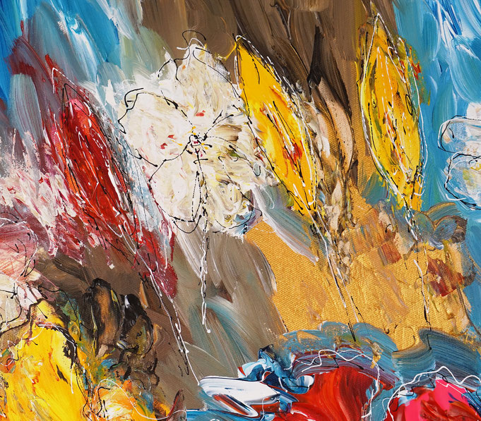 Detail des floralen Gemälde des Künstlers Peter Nottrott