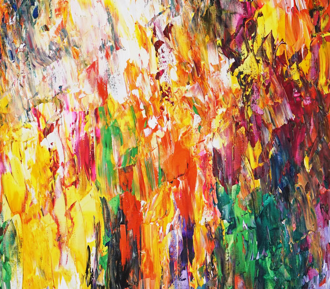 Detail des intensiven, abstrakten Gemäldes