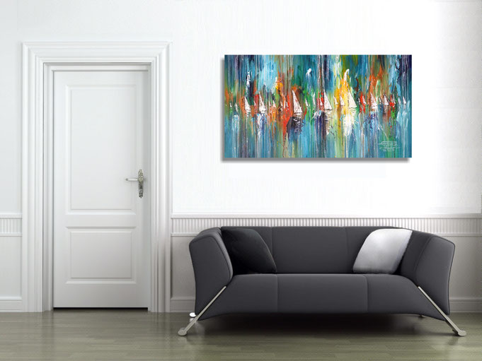 peter nottrott, Originalgemälde, acryl, blau,  maritim, Meer, Wasser, Wind, Wellen 