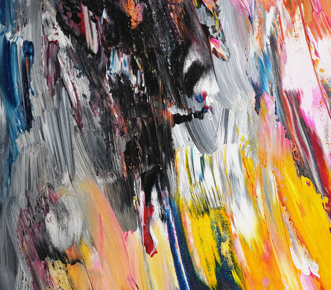 Detailfoto des abstrakten, vielfarbigen Gemäldes A Special Day L 6 im Hochformat von dem Kunstmaler Peter Nottrott