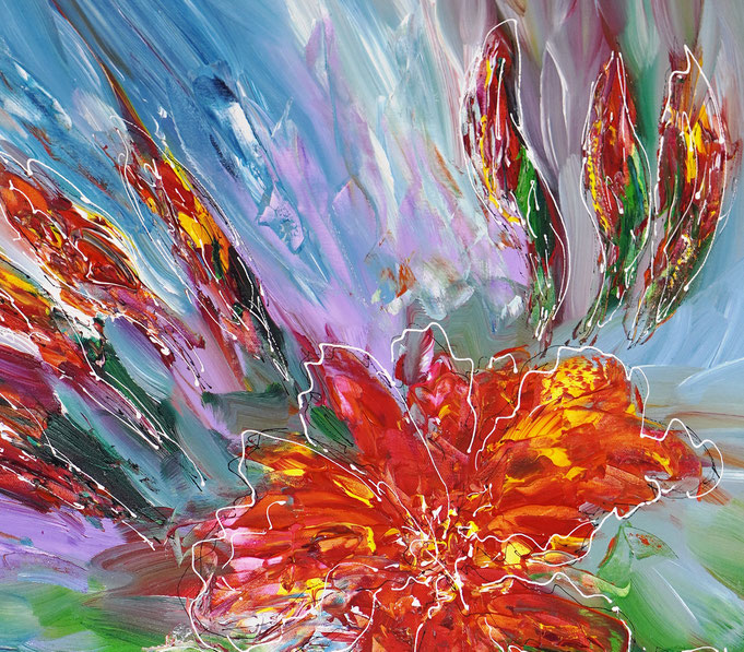 Detail des floralen Gemälde des Künstlers Peter Nottrott