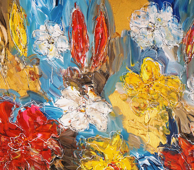 Detail des floralen Gemälde des Künstlers Peter Nottrott