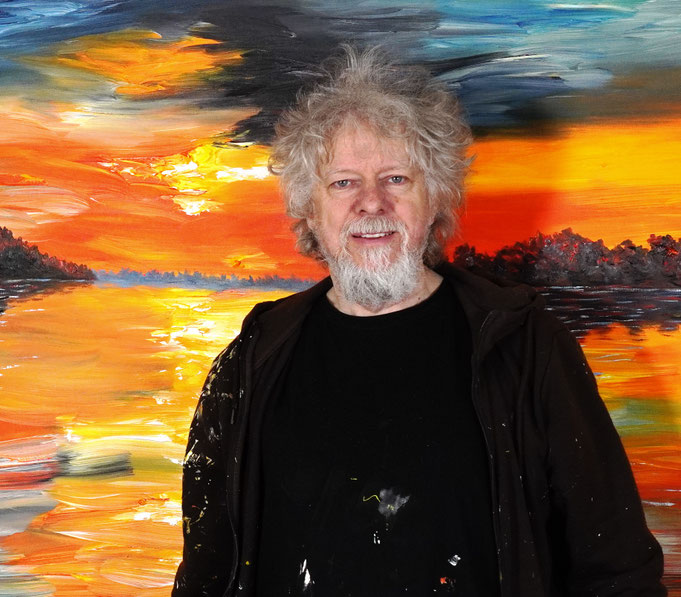 ... gerade fertig gemalt: Peter Nottrott mit Romantic Evening Lake XL 3