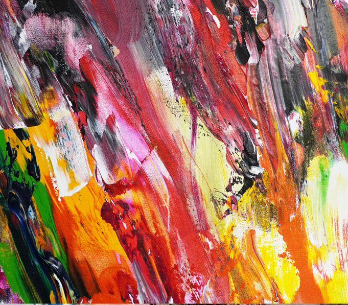 Detailfoto des abstrakten, vielfarbigen Gemäldes A Special Day L 6 im Hochformat von dem Kunstmaler Peter Nottrott