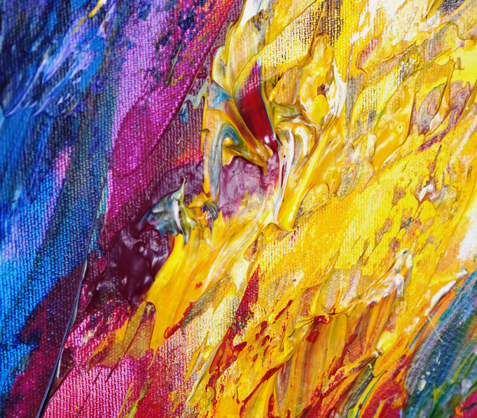 Detail des rot bunten, abstrakten Gemäldes