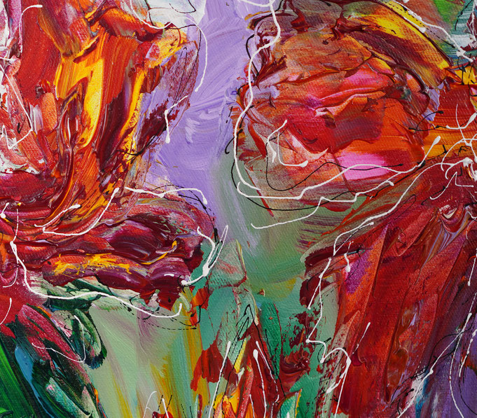 Detail des floralen Gemälde des Künstlers Peter Nottrott
