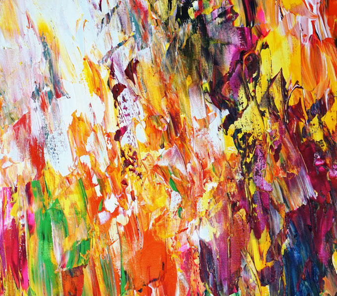 Detail des intensiven, abstrakten Gemäldes