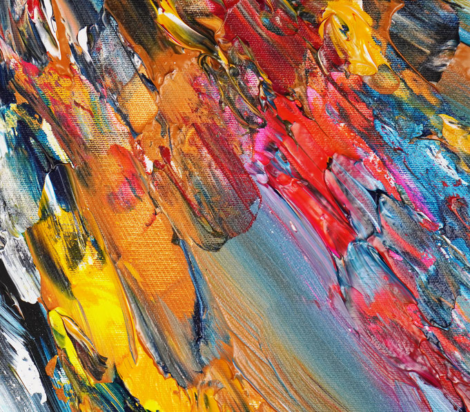 Detail des abstrakten, lebhaften Acrylgemäldes