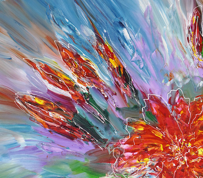 Detail des floralen Gemälde des Künstlers Peter Nottrott