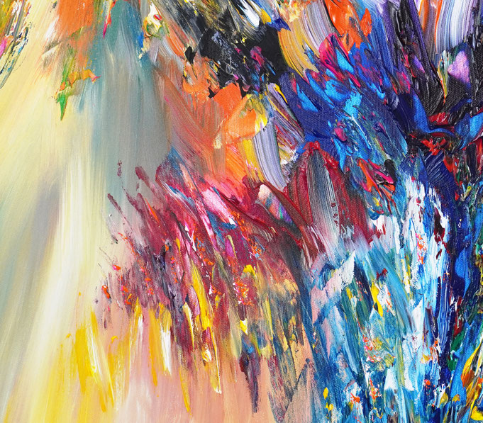 Detail des abstrakten, großen Gemäldes vom Kunstmaler Peter Nottrott