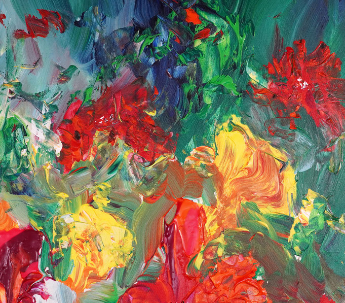 Detail des abstrahierten Sommerblumengemäldes