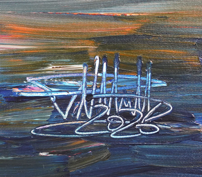 Signatur des Sonnenuntergangsgemälde am Meer von dem Kunstmaler Peter Nottrott