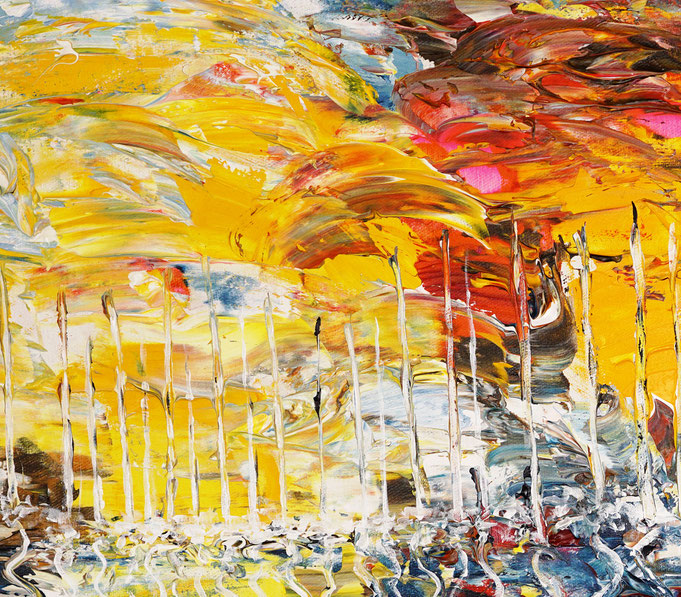 Detailfoto des Gemäldes "Romantic Seaside Sailing M 1" | Segelboot, Acryl auf Leinwand