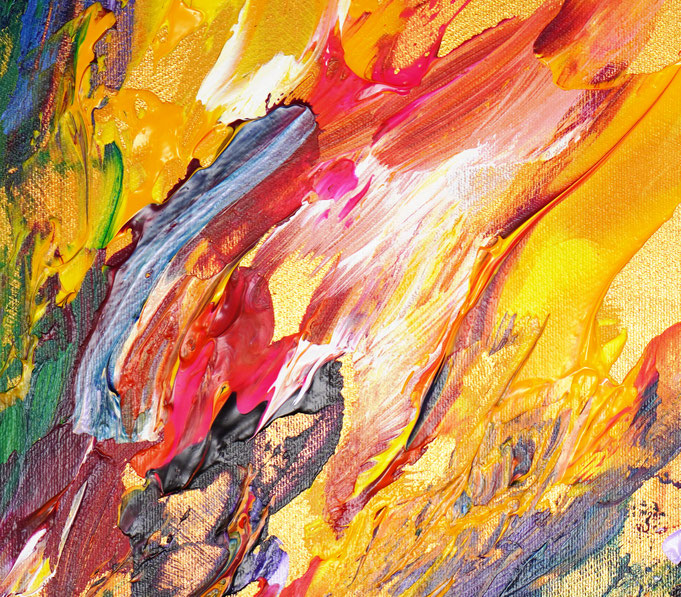 Detailfoto des abstrakten, gold bunten Gemälde Gold Pieces L 1 vom Kunstmaler Peter Nottrott