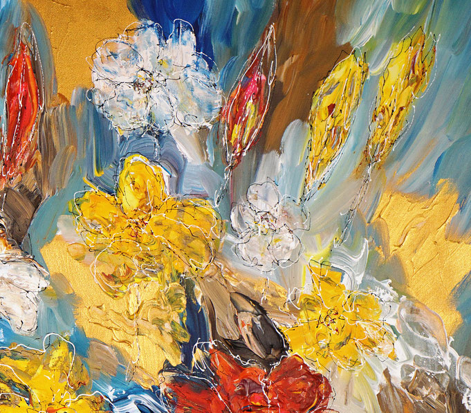Detail des floralen Gemälde des Künstlers Peter Nottrott