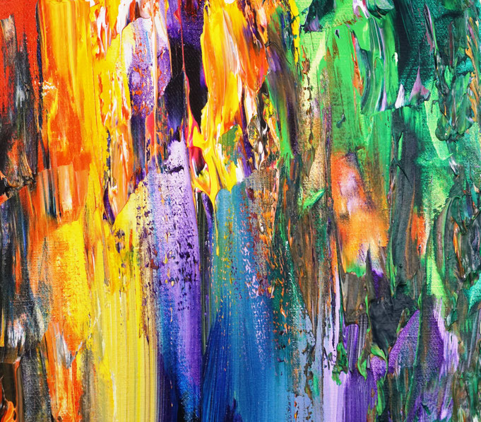 Detail des intensiven, abstrakten Gemäldes