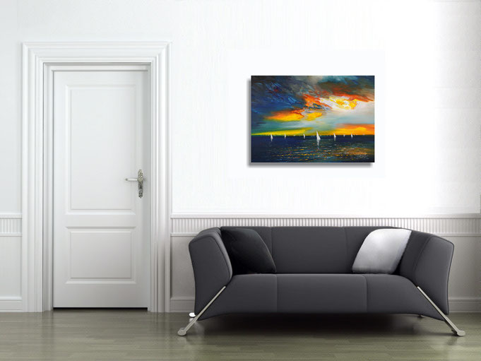 peter nottrott, Originalgemälde, acryl, blau,  maritim, Meer, Wasser, Wind, Wellen 