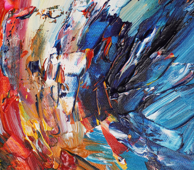 Detail des abstrakten, lebhaften Acrylgemäldes