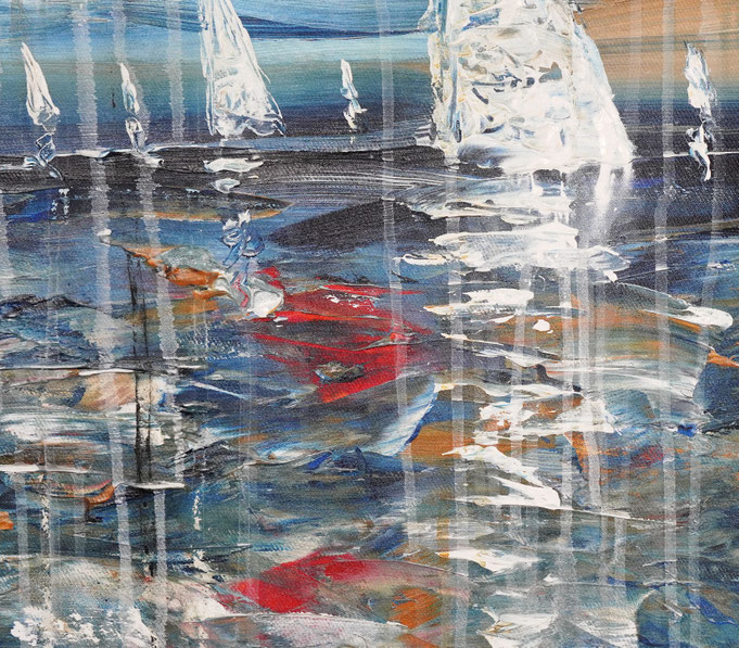 Detail des maritimen Segelbootgemäldes