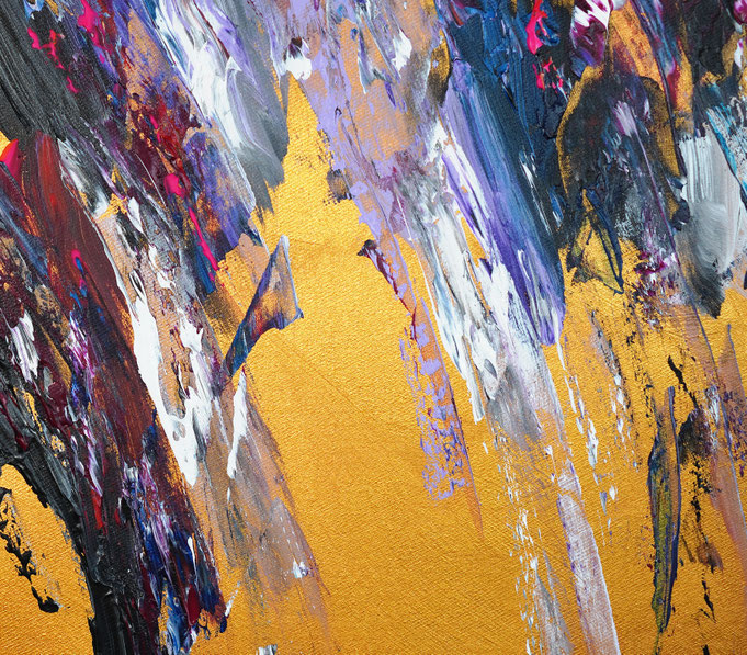 Detailfoto zum abstrakten, gold-stilvollen Gemälde von Kunstmaler Peter Nottrott
