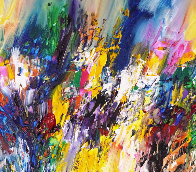 Detail des abstrakten, großen Gemäldes vom Kunstmaler Peter Nottrott