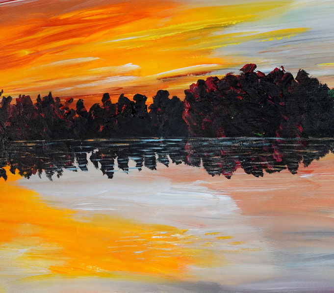 Detail des großen Sonnenuntergangsgemäldes