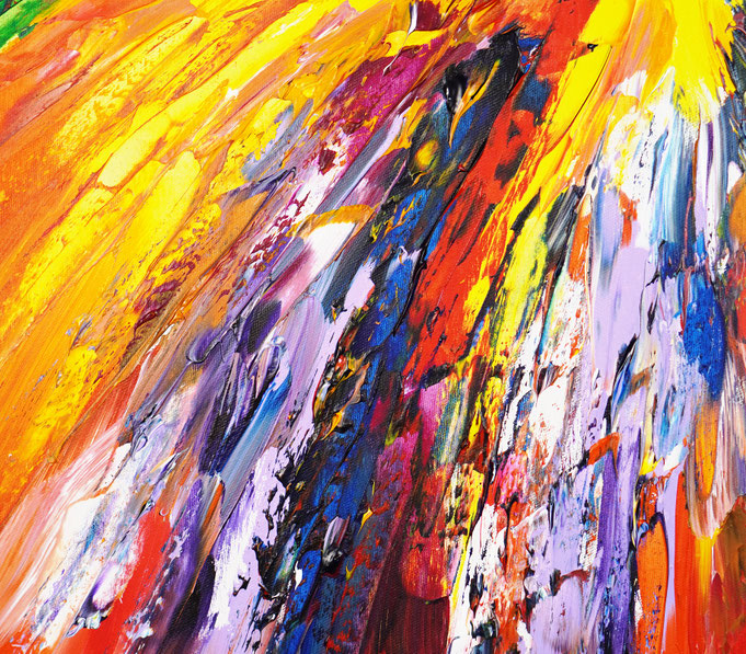 Detail des abstrakten, rot bunten Gemäldes