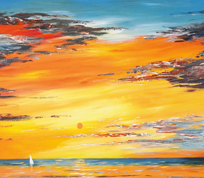 Detailfoto des Gemäldes "Romantic Seaside Sailing M 1", Acryl auf Leinwand