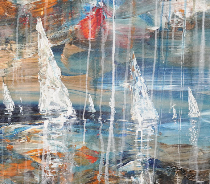 Detail des maritimen Segelbootgemäldes