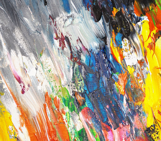 Detailfoto des abstrakten, vielfarbigen Gemäldes A Special Day L 5 im Hochformat von dem Kunstmaler Peter Nottrott