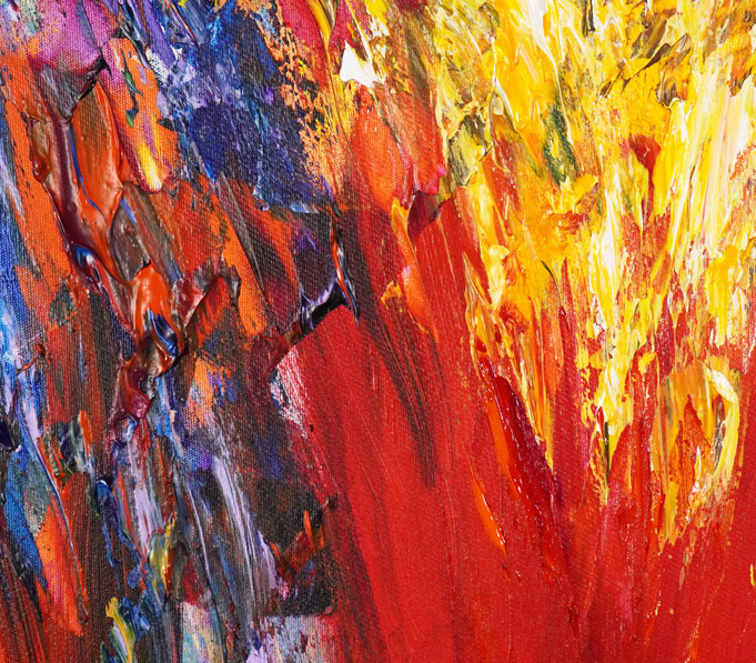 Detail des rot bunten, abstrakten Gemäldes