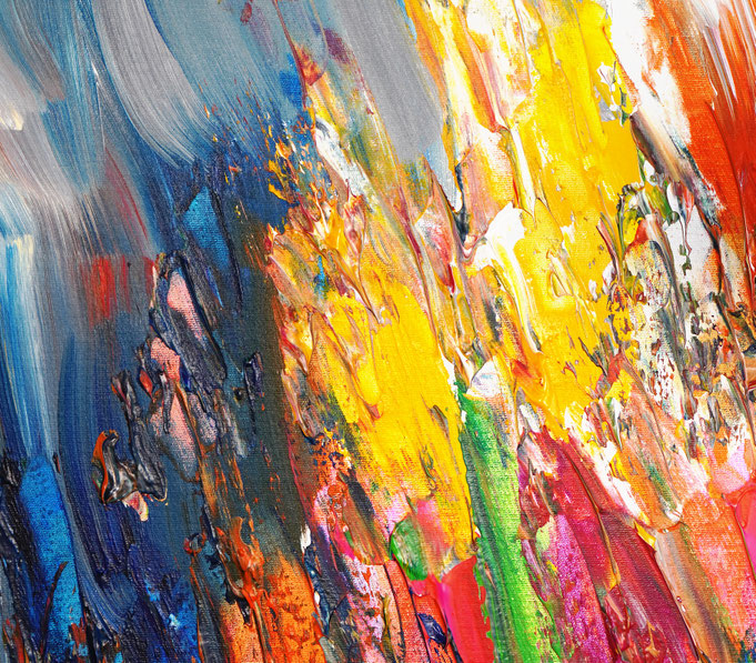Detailfoto des abstrakten, vielfarbigen Gemäldes A Special Day L 5 im Hochformat von dem Kunstmaler Peter Nottrott