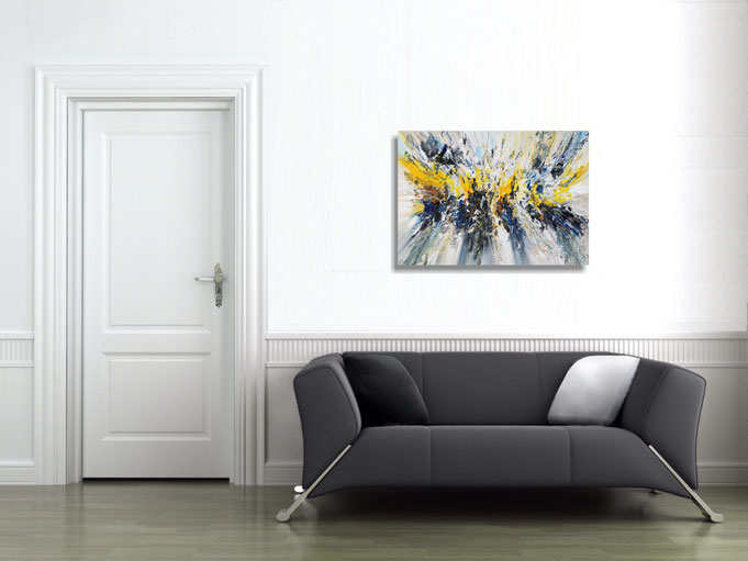 Raumbeispiel: das abstrakte Nottrott-Gemälde an der Wand
