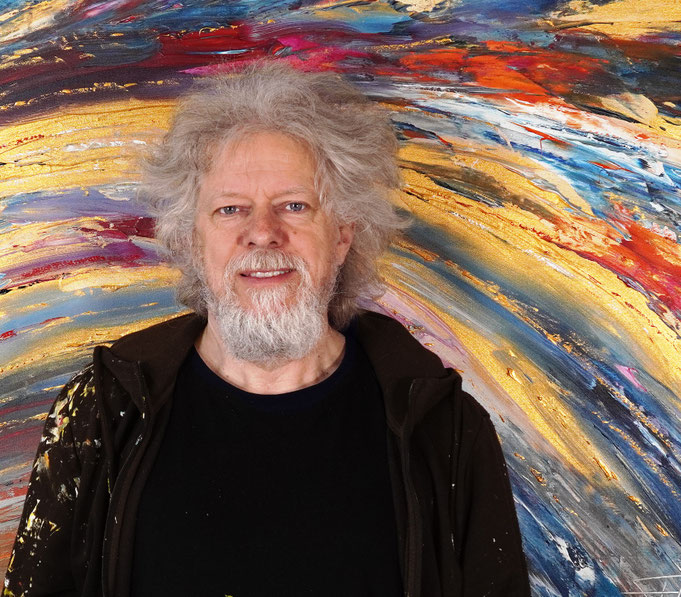 ... gerade fertig gemalt: Peter Nottrott mit Slim: Blue Magenta Gold 4