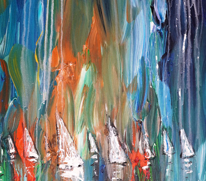 Detailfoto des Segelbootgemäldes