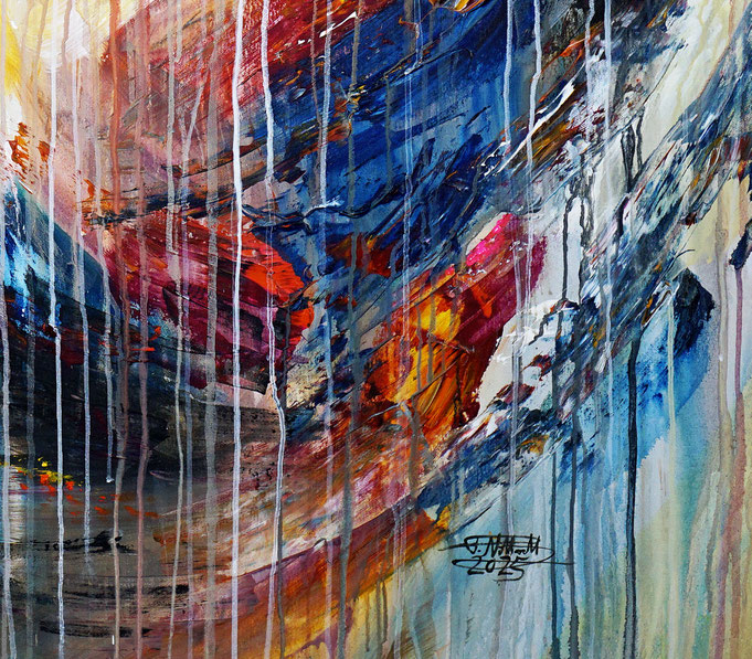 Detail aus dem abstrakten Gemälde des Kunstmalers Peter Nottrott