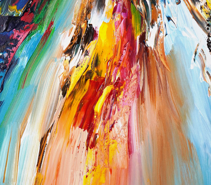 Detail des abstrakten, großen Gemäldes vom Kunstmaler Peter Nottrott