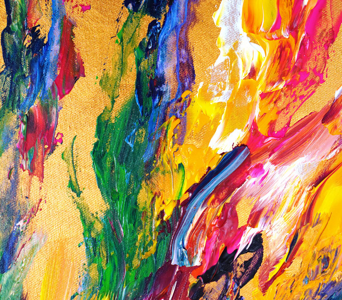 Detailfoto des abstrakten, gold bunten Gemälde Gold Pieces L 1 vom Kunstmaler Peter Nottrott