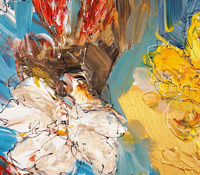 Detail des floralen Gemälde des Künstlers Peter Nottrott