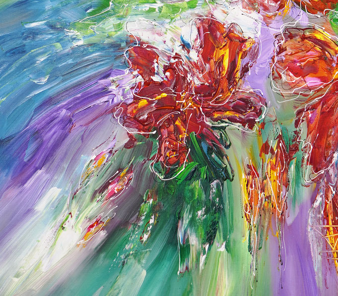 Detail des floralen Gemälde des Künstlers Peter Nottrott