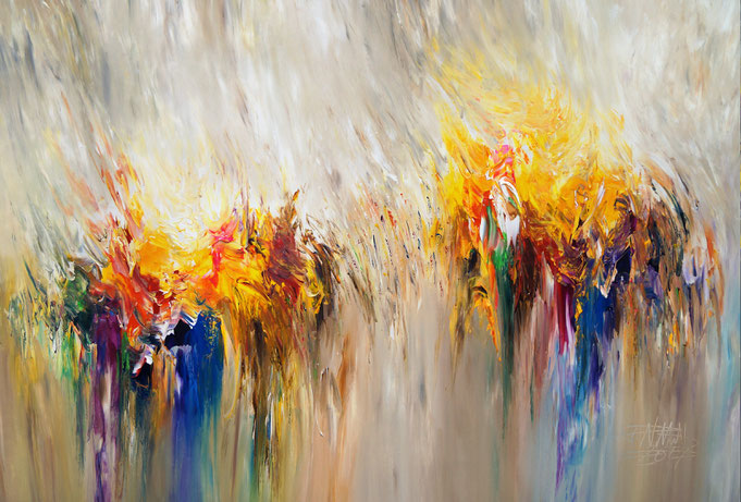 Abstraktes, modernes Gemälde. Original in Acrylfarben auf Leinwand. 