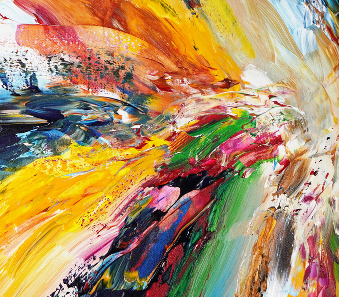 Detail des abstrakten, großen Gemäldes vom Kunstmaler Peter Nottrott